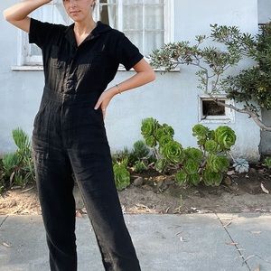 JOLIE Black Linen Jumpsuit